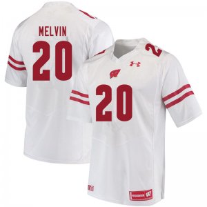 Men's Wisconsin Badgers NCAA #20 Semar Melvin White Authentic Under Armour Stitched College Football Jersey DU31X10DG